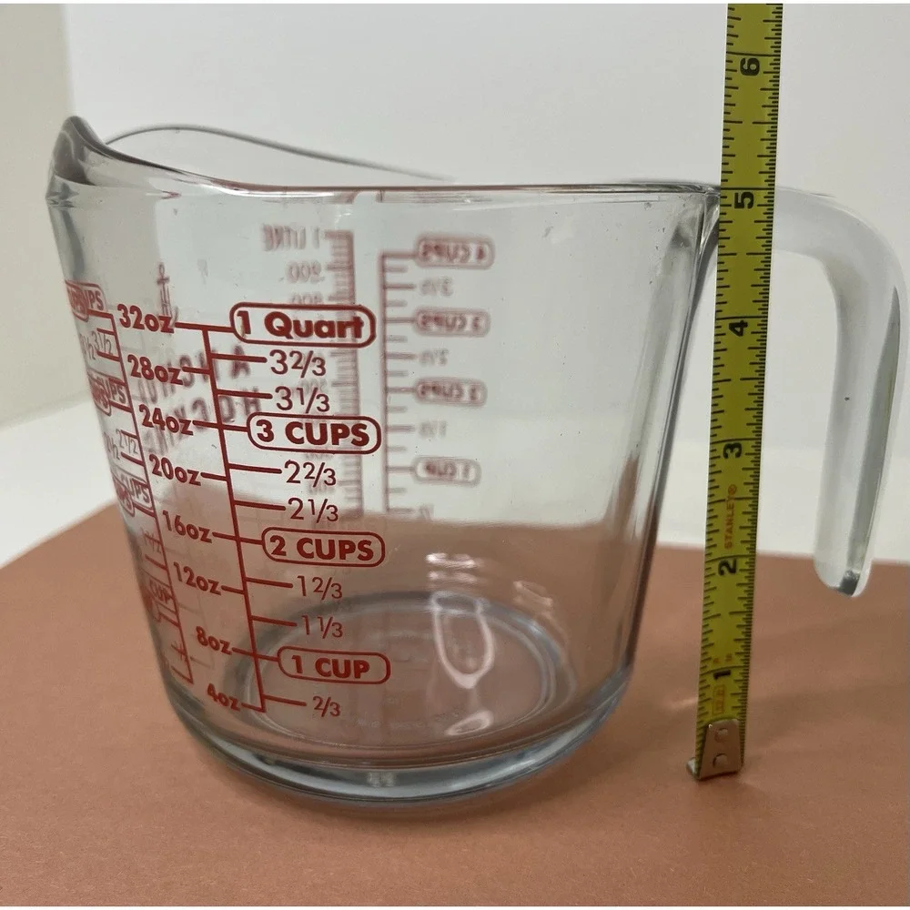 Vintage Anchor Hocking Glass Measuring Cup 4 Cups 32 Oz 1 Liter